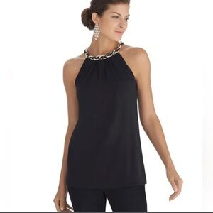 White House Black Market Pearl Necklace Halter Top XSP